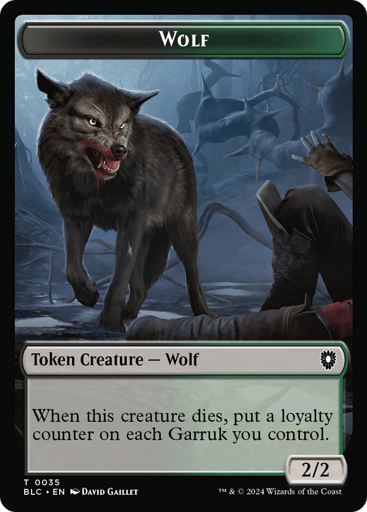 Human Soldier // Wolf (035) Double-Sided Token [Tokens] Bloomburrow Commander Tokens MTG Single Magic: The Gathering