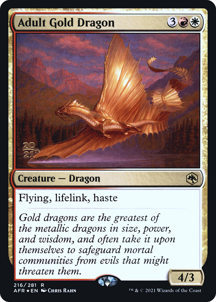 Adult Gold Dragon (PRE-216) [Adventures in the Forgotten Realms Promos] Foil MTG Single Wizards of the Coast