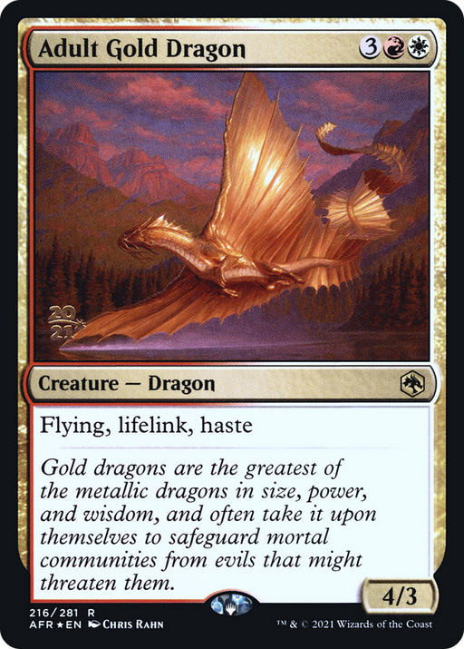 Adult Gold Dragon (PRE-216) [Adventures in the Forgotten Realms Promos] Foil MTG Single Wizards of the Coast
