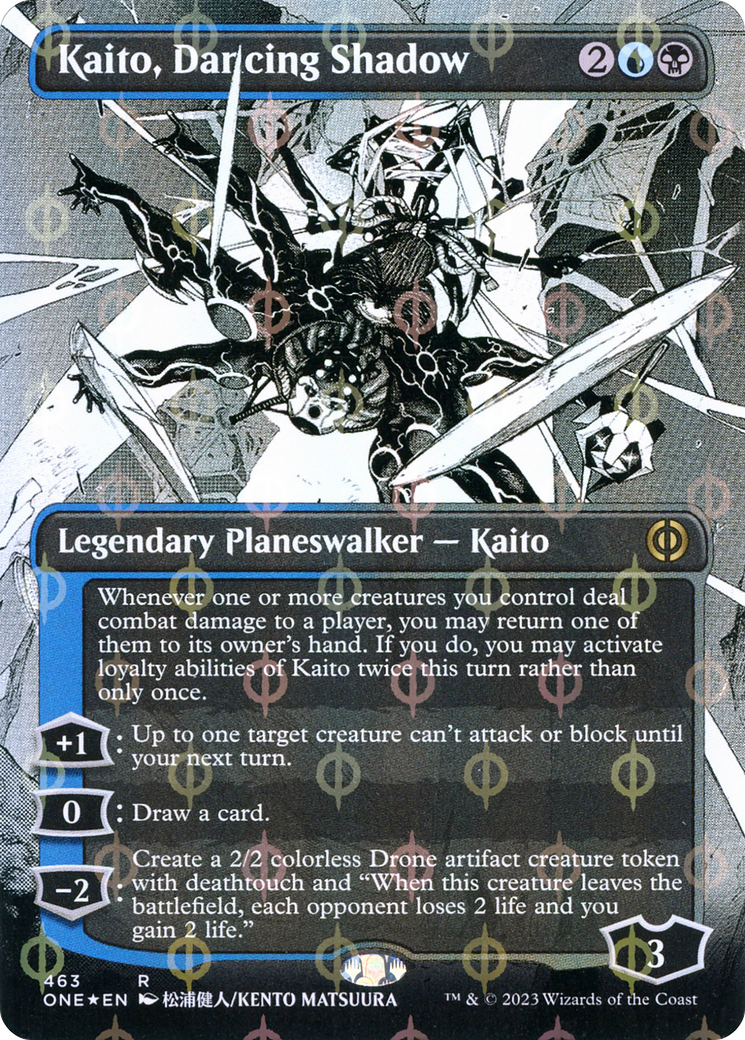 Kaito, Dancing Shadow (Step-and-Compleat Foil) (ONE-463) [Phyrexia: All Will Be One] (Showcase) (Borderless) Foil MTG Single Wizards of the Coast