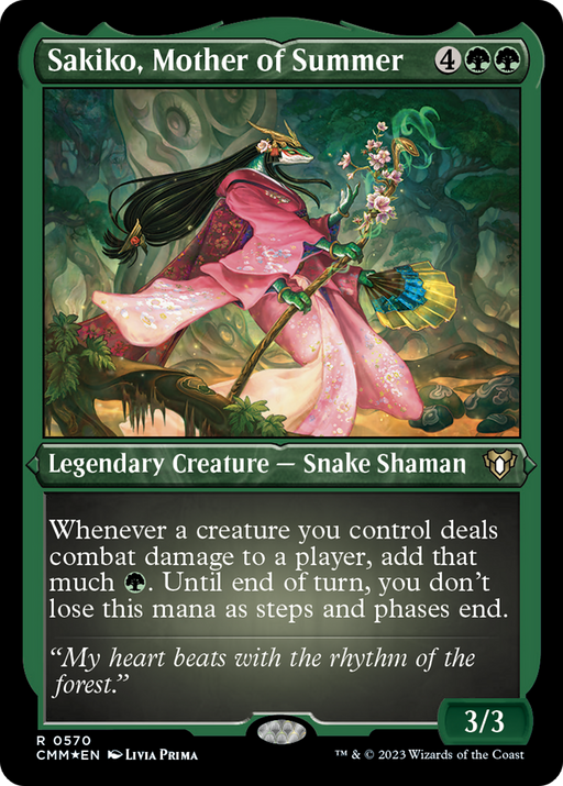 Sakiko, Mother of Summer (CMM-570) [Commander Masters] Etched Foil MTG Single Wizards of the Coast