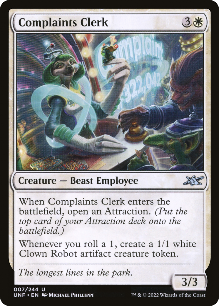 Complaints Clerk (UNF-007) [Unfinity] Foil MTG Single Wizards of the Coast