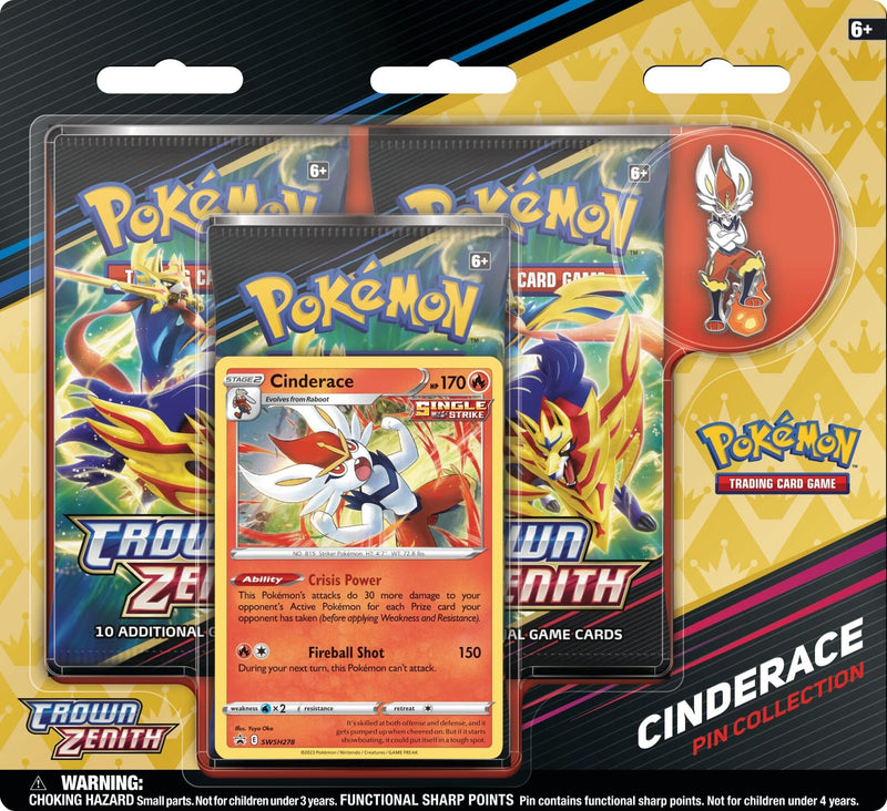 Pokémon Crown Zenith Cinderace Pin Collection Pokemon Sealed Pokémon   