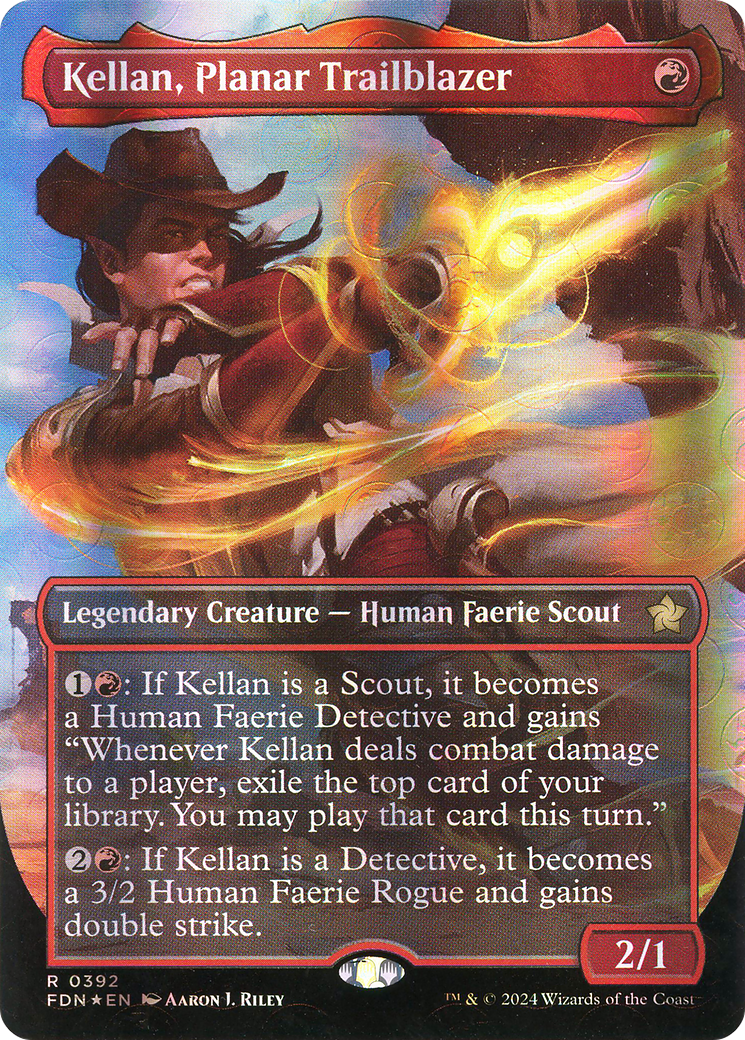 Kellan, Planar Trailblazer (Mana Foil) (FDN-392) [Foundations] (Borderless) Foil MTG Single Wizards of the Coast