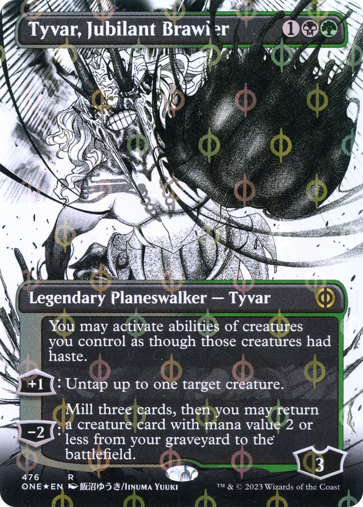 Tyvar, Jubilant Brawler (Step-and-Compleat Foil) (ONE-476) [Phyrexia: All Will Be One] (Showcase) (Borderless) Foil MTG Single Wizards of the Coast