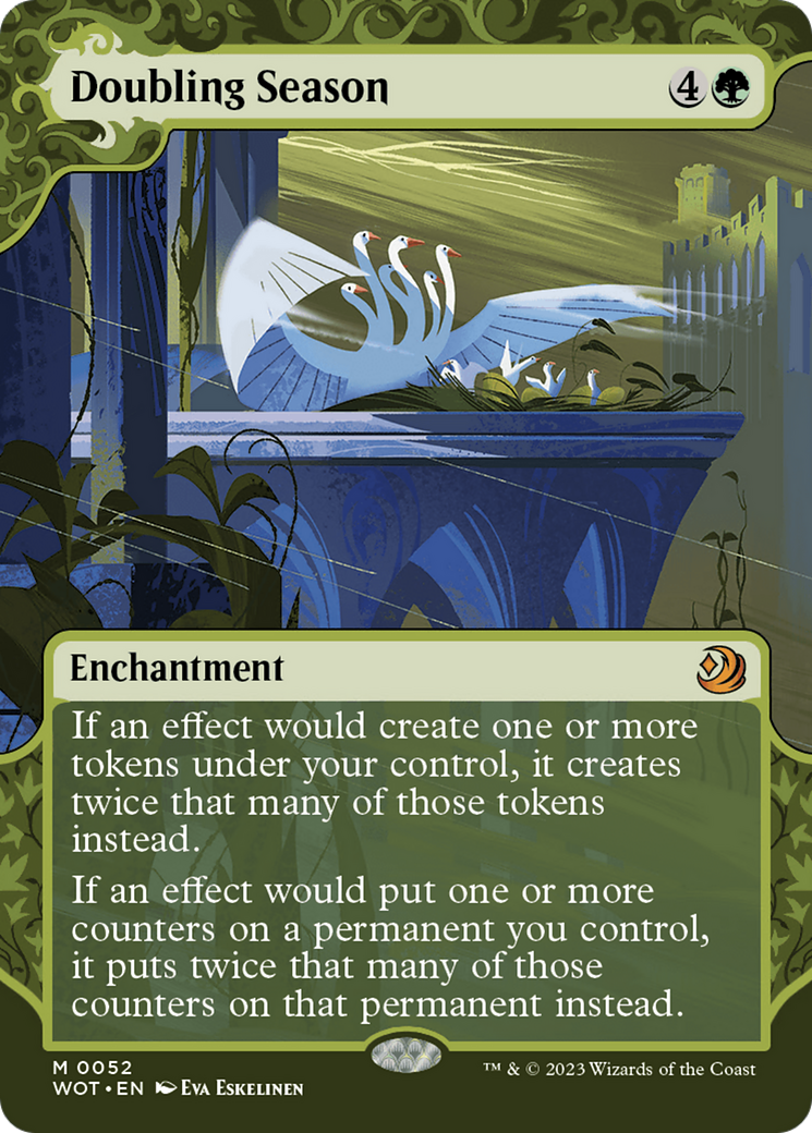 Doubling Season (WOT-052) [Wilds of Eldraine: Enchanting Tales] (Showcase) (Borderless) Foil MTG Single Wizards of the Coast
