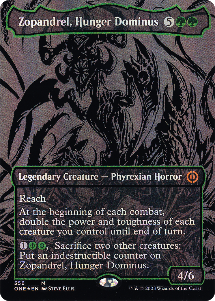 Zopandrel, Hunger Dominus (Oil Slick Raised Foil) (ONE-356) [Phyrexia: All Will Be One] (Borderless) Foil MTG Single Wizards of the Coast