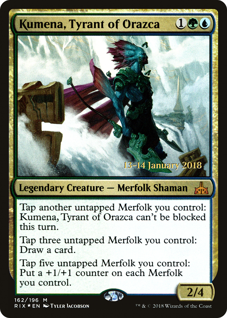 Kumena, Tyrant of Orazca [Rivals of Ixalan Prerelease Promos] MTG Single Magic: The Gathering