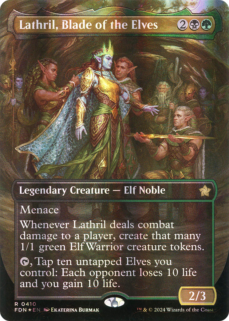 Lathril, Blade of the Elves (Mana Foil) (FDN-410) [Foundations] (Borderless) Foil MTG Single Wizards of the Coast