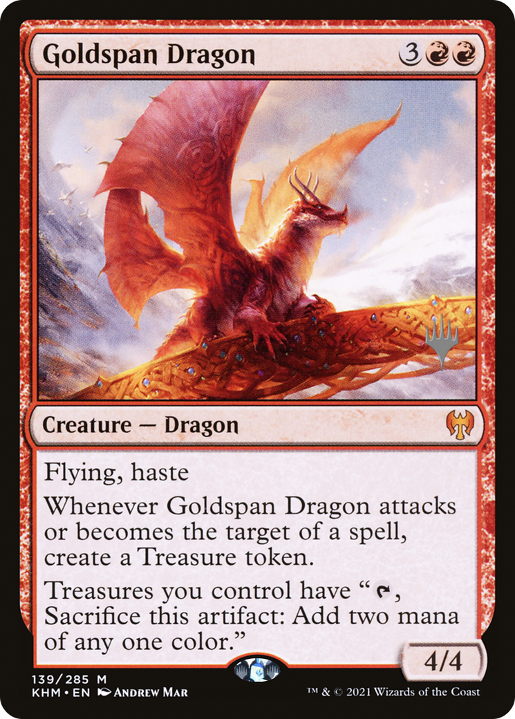 Goldspan Dragon (PPKHM-139) [Kaldheim Promos] Foil MTG Single Wizards of the Coast
