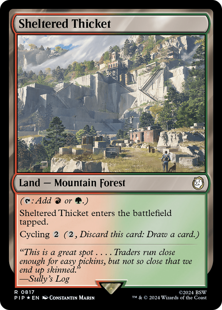 Sheltered Thicket (Surge Foil) (PIP-817) [Fallout] Foil MTG Single Wizards of the Coast