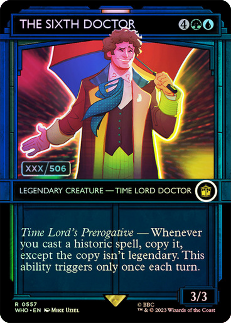 The Sixth Doctor (Serial Numbered) (WHO-557) [Doctor Who] (Showcase) (Borderless) Foil MTG Single Wizards of the Coast