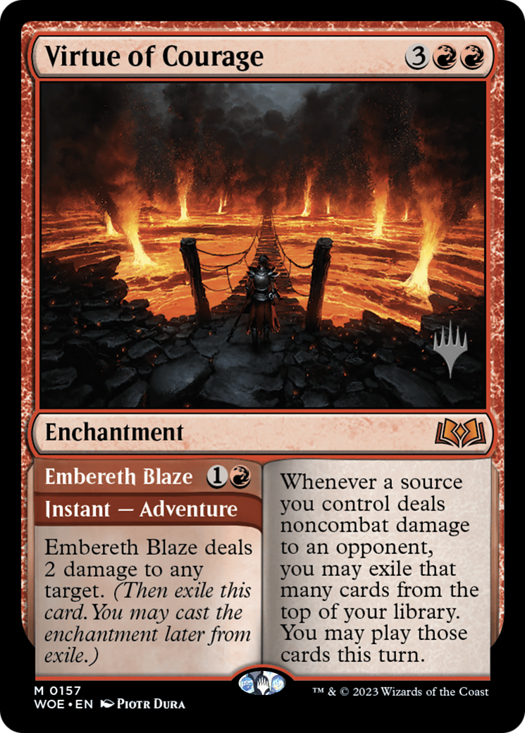 Virtue of Courage (PPWOE-157) [Wilds of Eldraine Promos] Foil MTG Single Wizards of the Coast