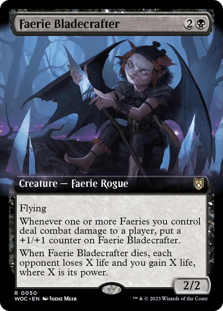 Faerie Bladecrafter (WOC-050) [Wilds of Eldraine Commander] (Extended Art) MTG Single Wizards of the Coast