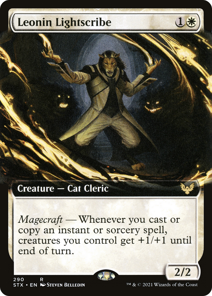 Leonin Lightscribe (Extended Art) [Strixhaven: School of Mages] MTG Single Magic: The Gathering