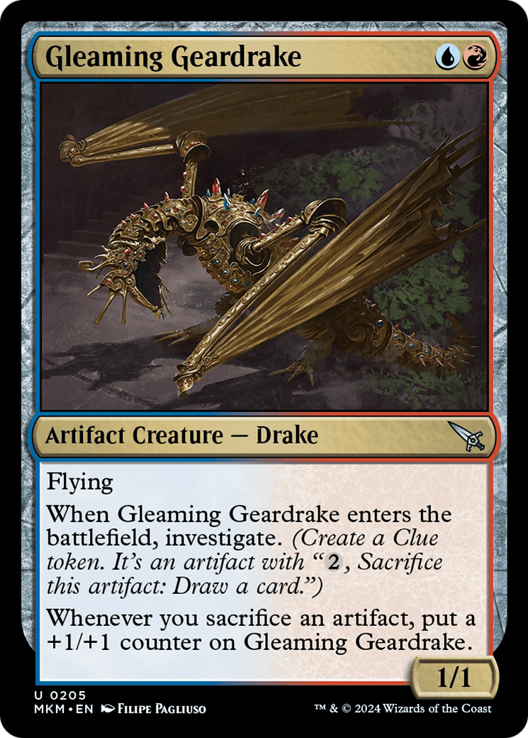 Gleaming Geardrake (MKM-205) [Murders at Karlov Manor] Foil MTG Single Murders at Karlov Manor