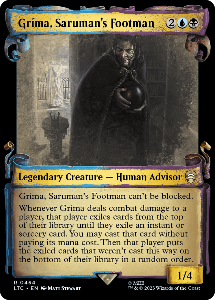 Grima, Saruman's Footman (Showcase Scrolls) (LTC-464) [Tales of Middle-earth Commander] (Showcase) MTG Single Wizards of the Coast