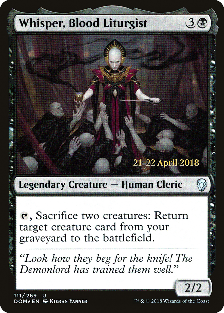 Whisper, Blood Liturgist (PRE-111) [Dominaria Promos] Foil MTG Single Wizards of the Coast