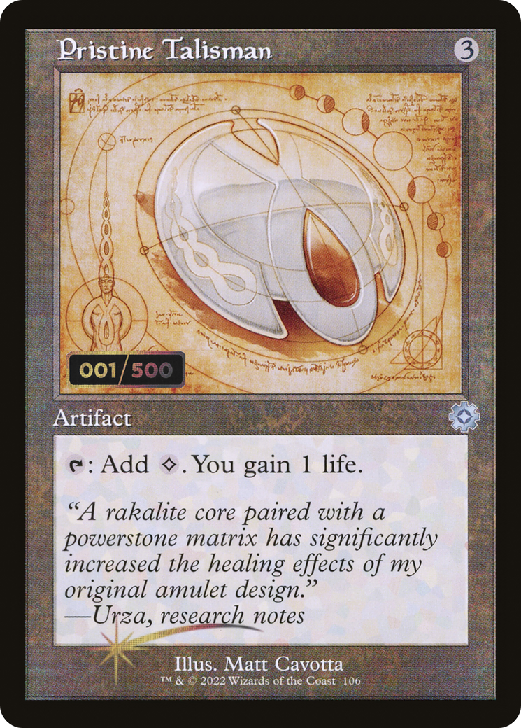 Pristine Talisman (Schematic) (Serial Numbered) (BRR-106) [The Brothers' War Retro Artifacts] Foil MTG Single Wizards of the Coast