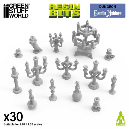 Green Stuff World: 3D Printed Set - Candle holders 1:48-1:35 Model Tools & Glue Green Stuff World