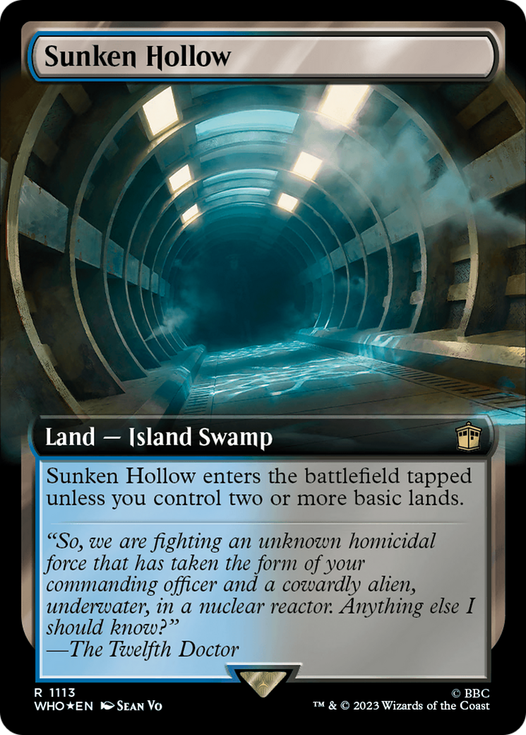 Sunken Hollow (Surge Foil) (WHO-1113) [Doctor Who] (Extended Art) Foil MTG Single Wizards of the Coast