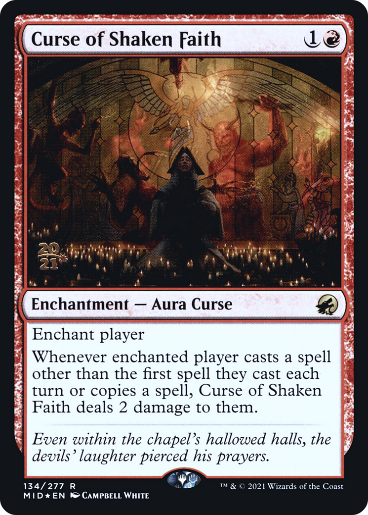 Curse of Shaken Faith (PRE-134) [Innistrad: Midnight Hunt Promos] Foil MTG Single Wizards of the Coast