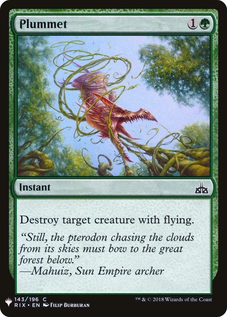 Plummet (LIST-RIX-143) [Mystery Booster] The List MTG Single Wizards of the Coast