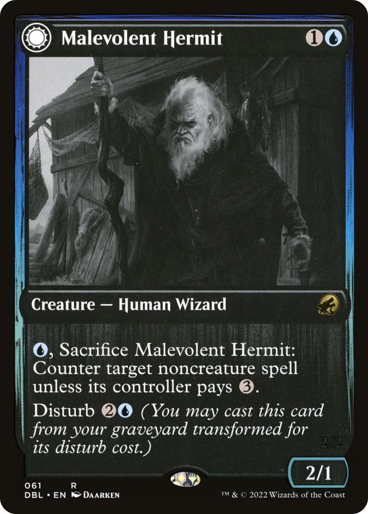 Malevolent Hermit // Benevolent Geist (DBL-061) [Innistrad: Double Feature] (Double Faced Transform) MTG Single Magic: The Gathering