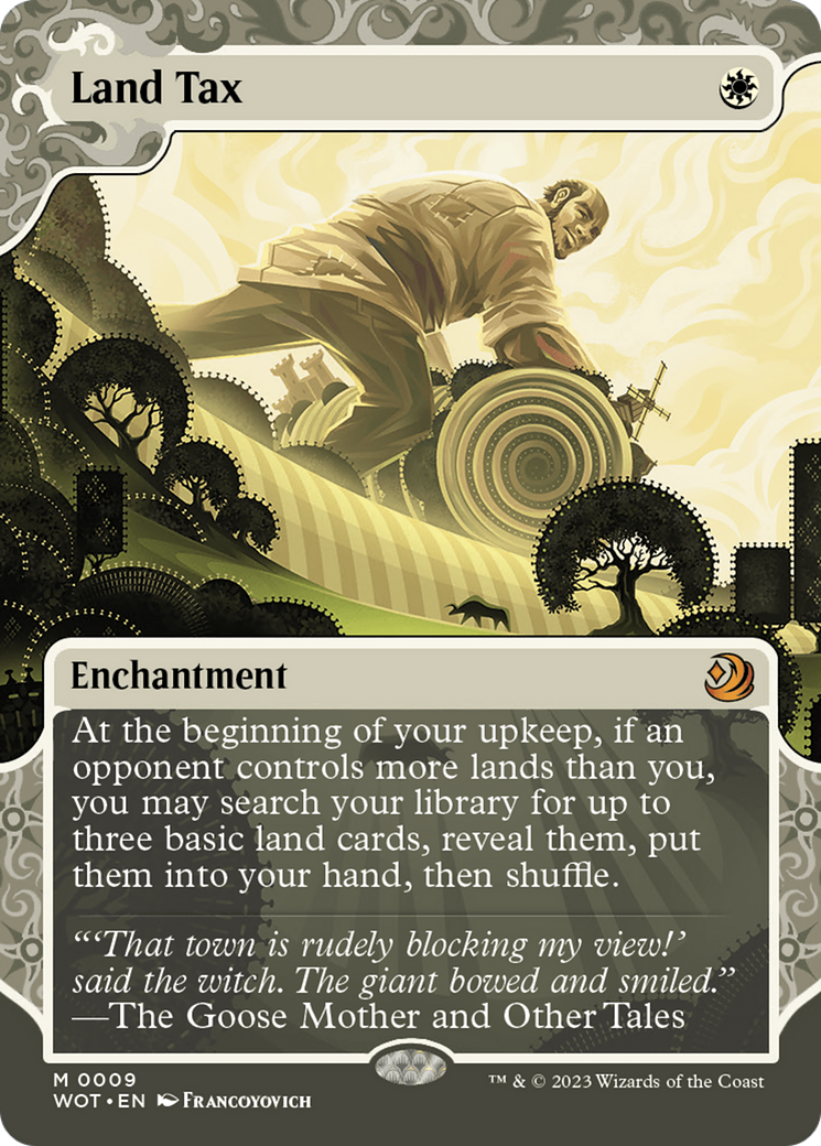 Land Tax (WOT-009) [Wilds of Eldraine: Enchanting Tales] (Showcase) (Borderless) MTG Single Wizards of the Coast