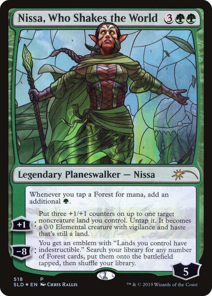 Nissa, Who Shakes the World (Stained Glass) (SLD-518) [Secret Lair] Drop Foil MTG Single Wizards of the Coast