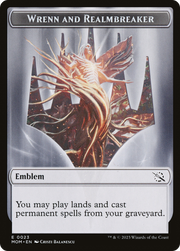 Warrior // Wrenn and Realmbreaker Emblem Double-Sided Token [Tokens] March of the Machine Tokens MTG Single Magic: The Gathering
