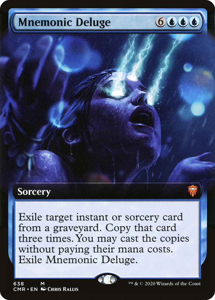 Mnemonic Deluge (CMR-638) [Commander Legends] (Extended Art) Foil MTG Single Wizards of the Coast