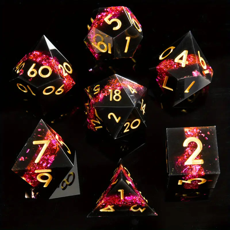 Seriously Good Dice: Sharp-Edged Resin 7 Die Set "Purple Milky Way" Dice & Gaming Accessories Taps Imports
