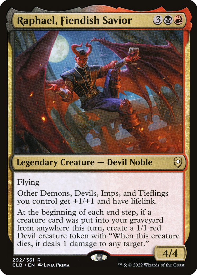 Raphael, Fiendish Savior (CLB-292) [Commander Legends: Battle for Baldur's Gate] MTG Single Wizards of the Coast