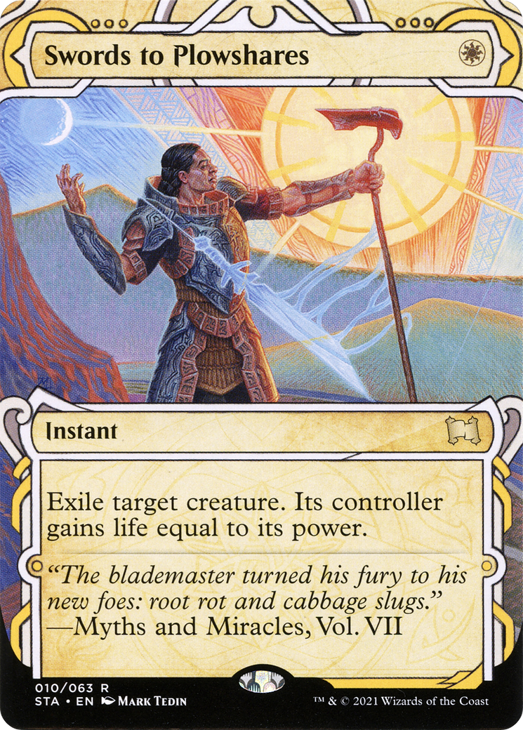 Swords to Plowshares (STA-010) [Strixhaven Mystical Archive] (Showcase) (Borderless) MTG Single Wizards of the Coast