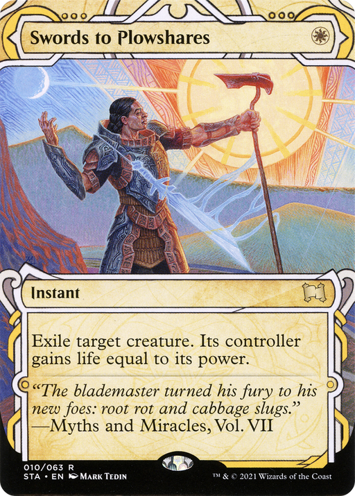 Swords to Plowshares (STA-010) [Strixhaven Mystical Archive] (Showcase) (Borderless) MTG Single Wizards of the Coast