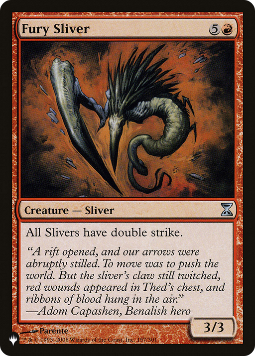 Fury Sliver (LIST-TSP-157) [Mystery Booster] The List MTG Single Wizards of the Coast