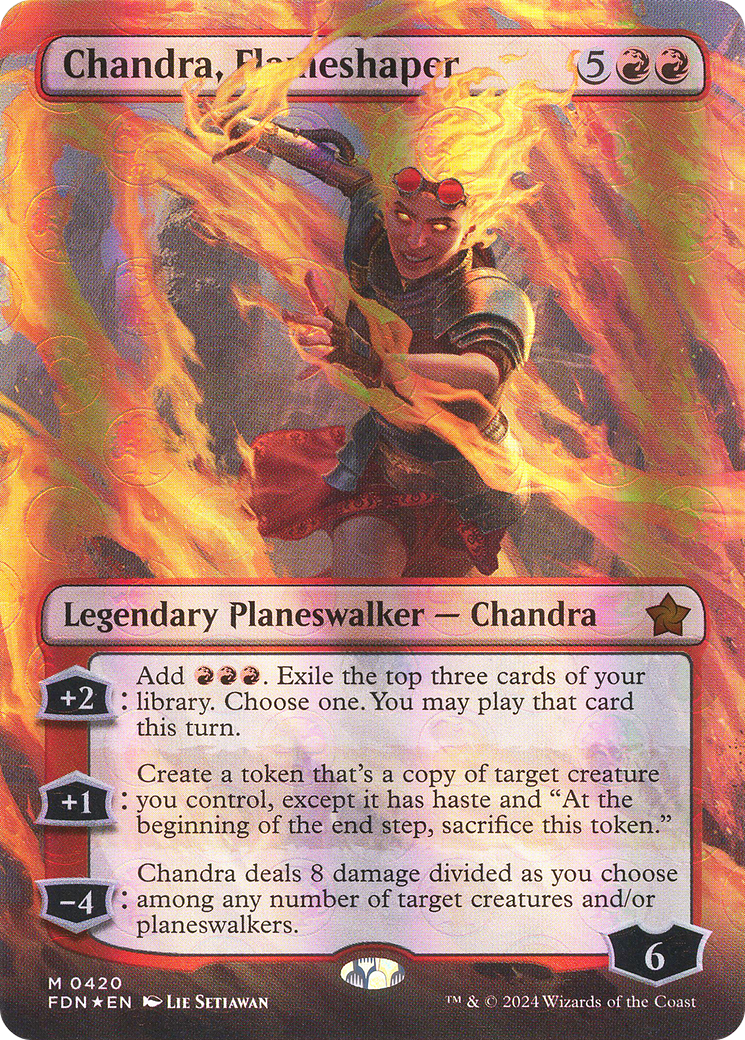 Chandra, Flameshaper (Mana Foil) (FDN-420) [Foundations] (Borderless) Foil MTG Single Wizards of the Coast