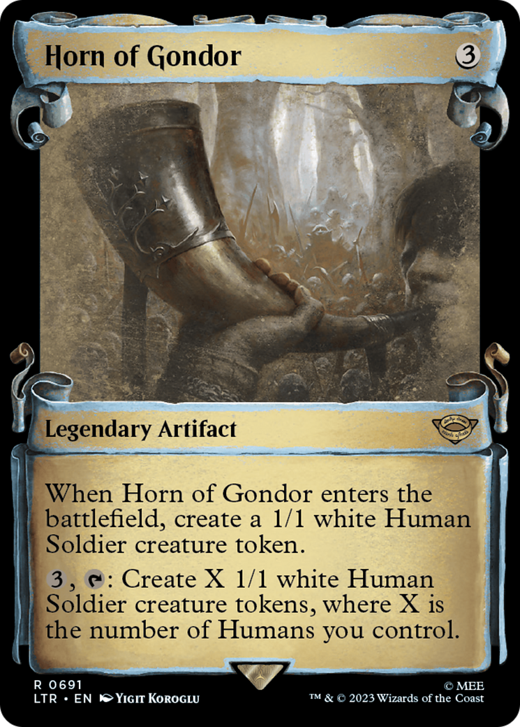 Horn of Gondor (Showcase Scrolls) (LTR-691) [The Lord of the Rings: Tales of Middle-earth] (Showcase) Foil MTG Single Wizards of the Coast
