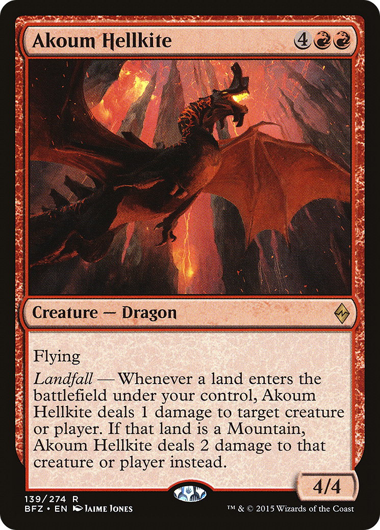 Akoum Hellkite (BFZ-139) [Battle for Zendikar] Foil MTG Single Wizards of the Coast