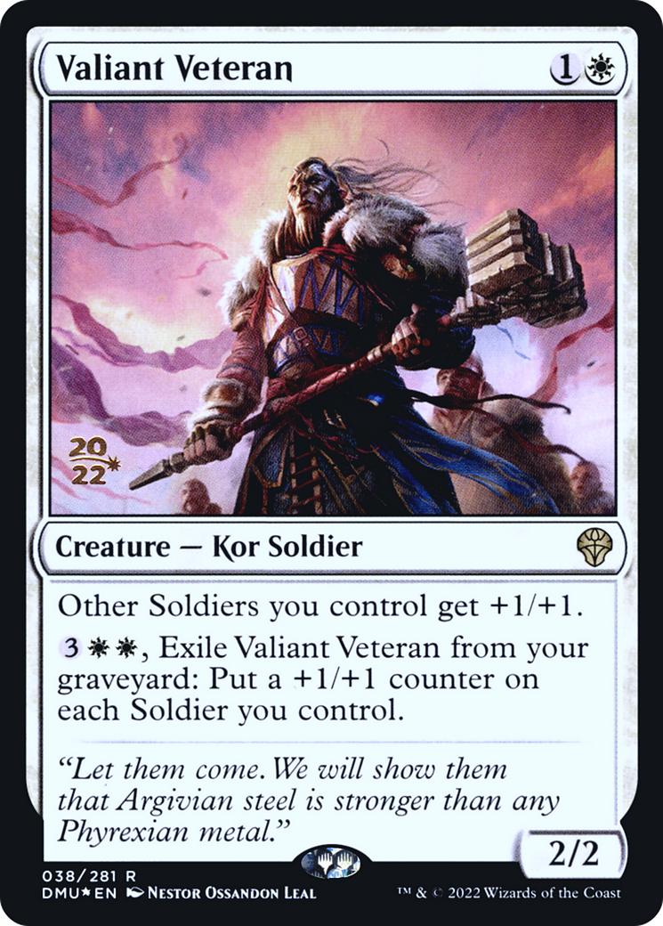 Valiant Veteran (PRE-038) [Dominaria United Promos] Foil MTG Single Wizards of the Coast