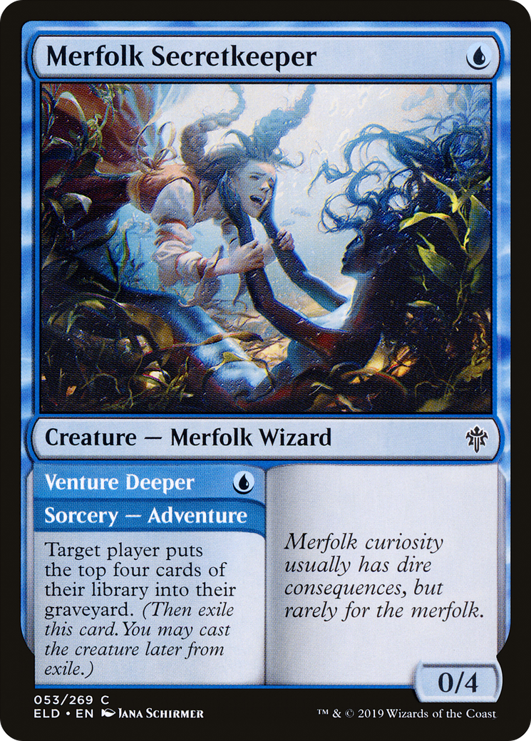 Merfolk Secretkeeper // Venture Deeper (ELD-053) [Throne of Eldraine] MTG Single Wizards of the Coast