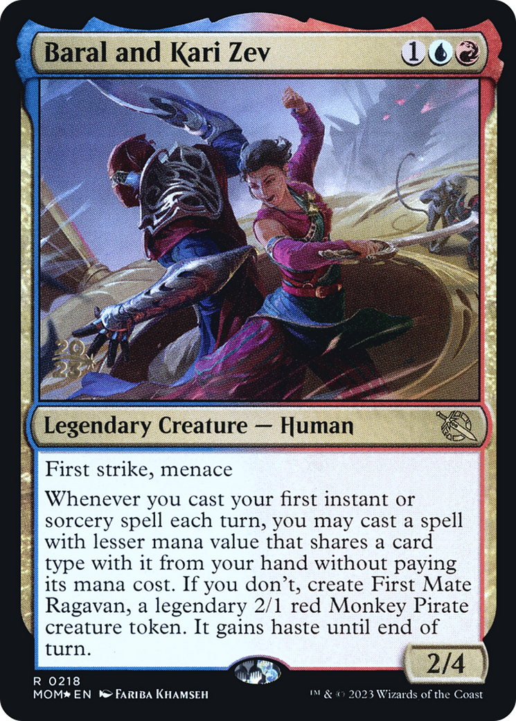 Baral and Kari Zev (PRE-218S) [March of the Machine Promos] Foil MTG Single Wizards of the Coast