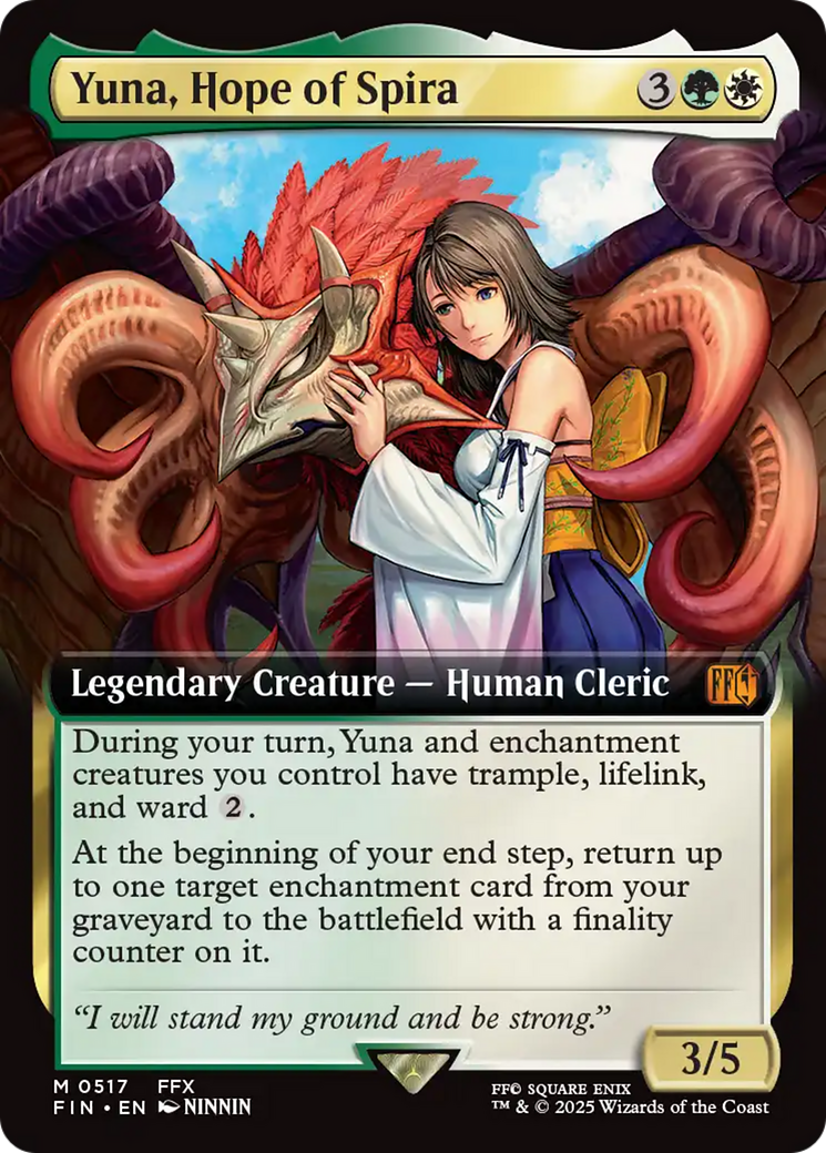 Yuna, Hope of Spira (FIN-517) [FINAL FANTASY] (Extended Art) MTG Single Wizards of the Coast