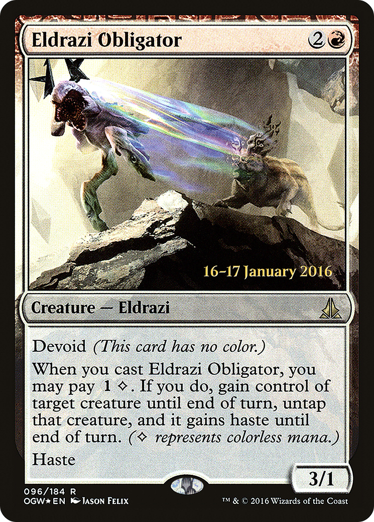 Eldrazi Obligator (PRE-096) [Oath of the Gatewatch Promos] Foil MTG Single Wizards of the Coast