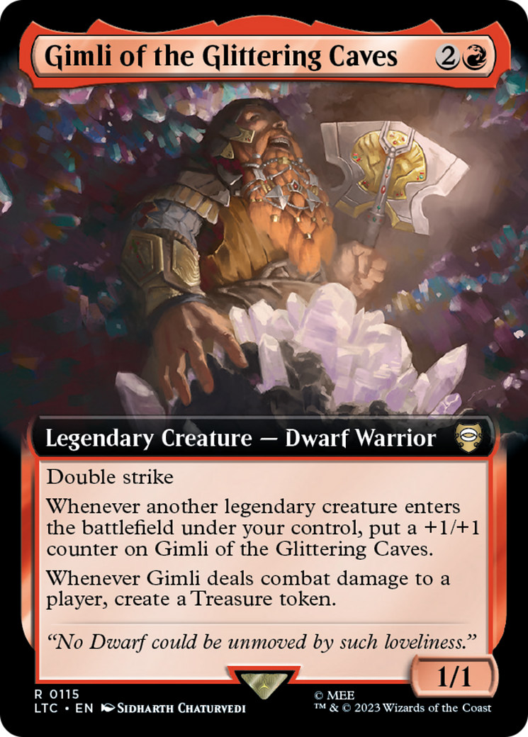 Gimli of the Glittering Caves (LTC-115) [Tales of Middle-earth Commander] (Extended Art) Foil MTG Single Wizards of the Coast