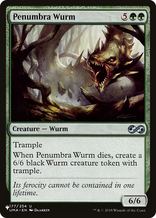 Penumbra Wurm (LIST-UMA-177) [Mystery Booster] The List MTG Single Wizards of the Coast