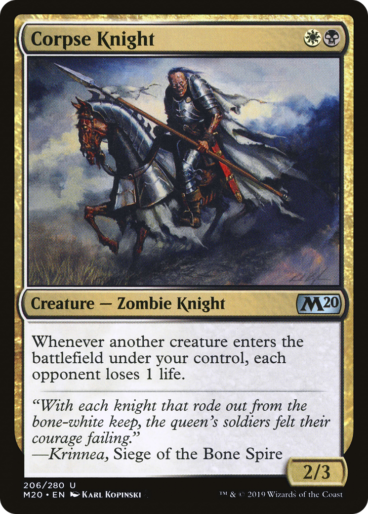 Corpse Knight (2/3 Misprint) (M20-206) [Core Set 2020] MTG Single Wizards of the Coast