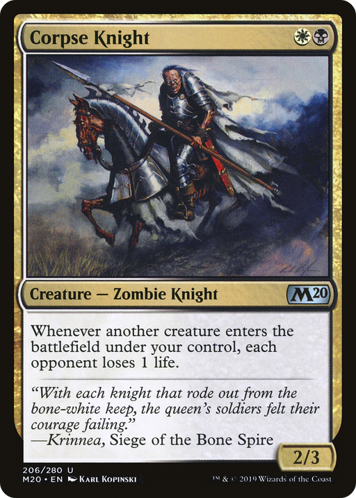 Corpse Knight (2/3 Misprint) (M20-206) [Core Set 2020] MTG Single Wizards of the Coast