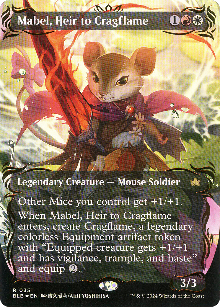 Mabel, Heir to Cragflame (Raised Foil) (BLB-351) [Bloomburrow] (Showcase) (Borderless) Foil MTG Single Wizards of the Coast